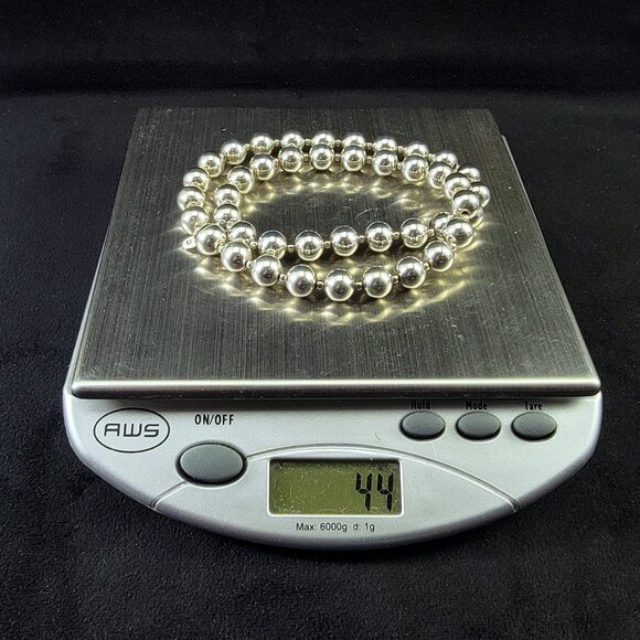 Milor UltraFine Silver 950 Italy Ball Bead 20" Necklace Alternating 10mm & 3mm - Picture 2 of 5